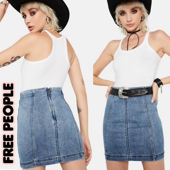 Free People Denim/Jean Mini Skirt Sz - Picture 9 of 11